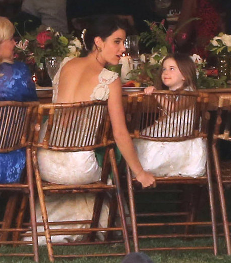 Shaelyn Killiam with mummy Cobie Smulders at a wedding both wearing white